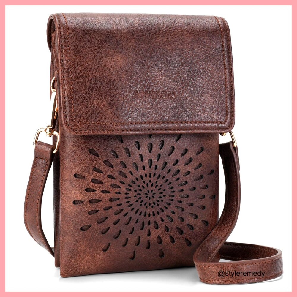 Vegan Leather Crossbody Bag with Adjustable Strap, Card Slots